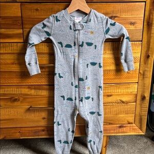 Hanna Andersson Boys Pajamas Gray Dinosaur Print Kids One Piece